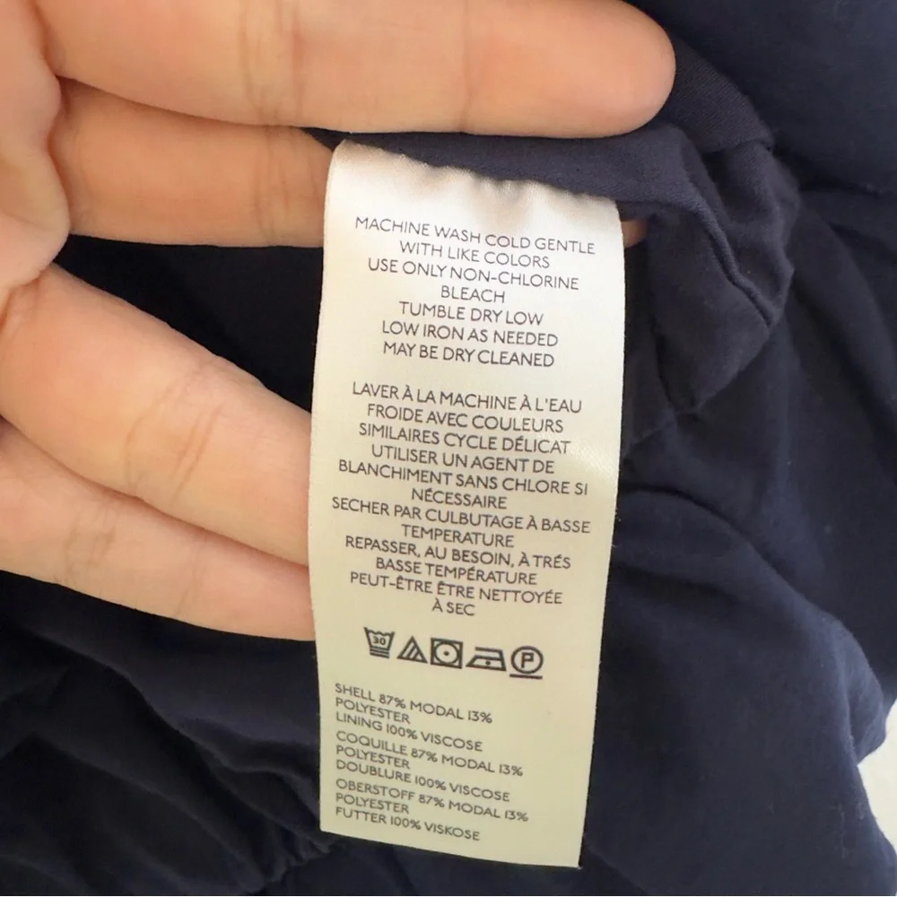 Maeve Anthropologie Navy Bubble Tiered Top Petite M - Picture 5 of 6